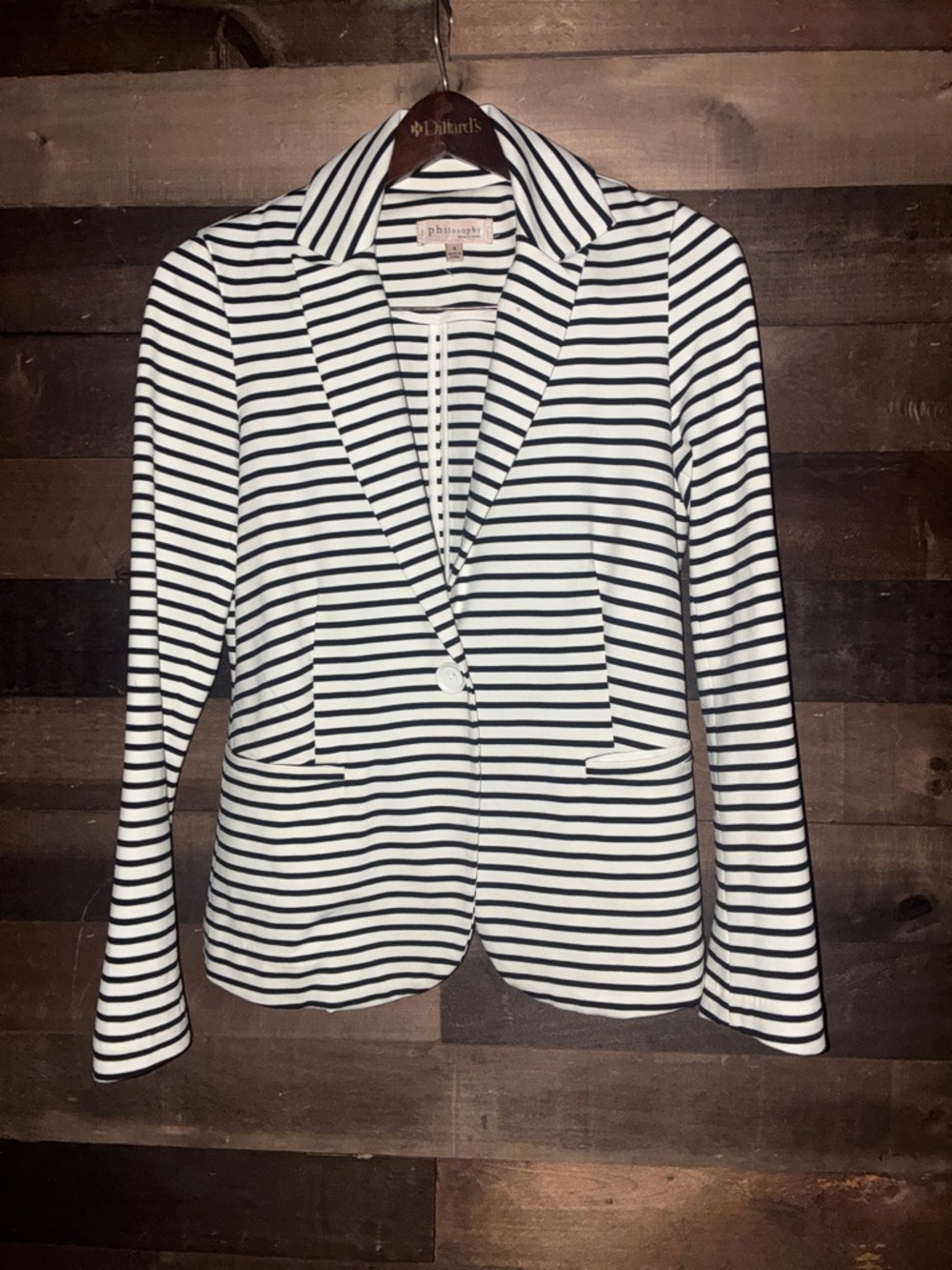 Nautical Philosophy Black & White Striped Single-Button Blazer